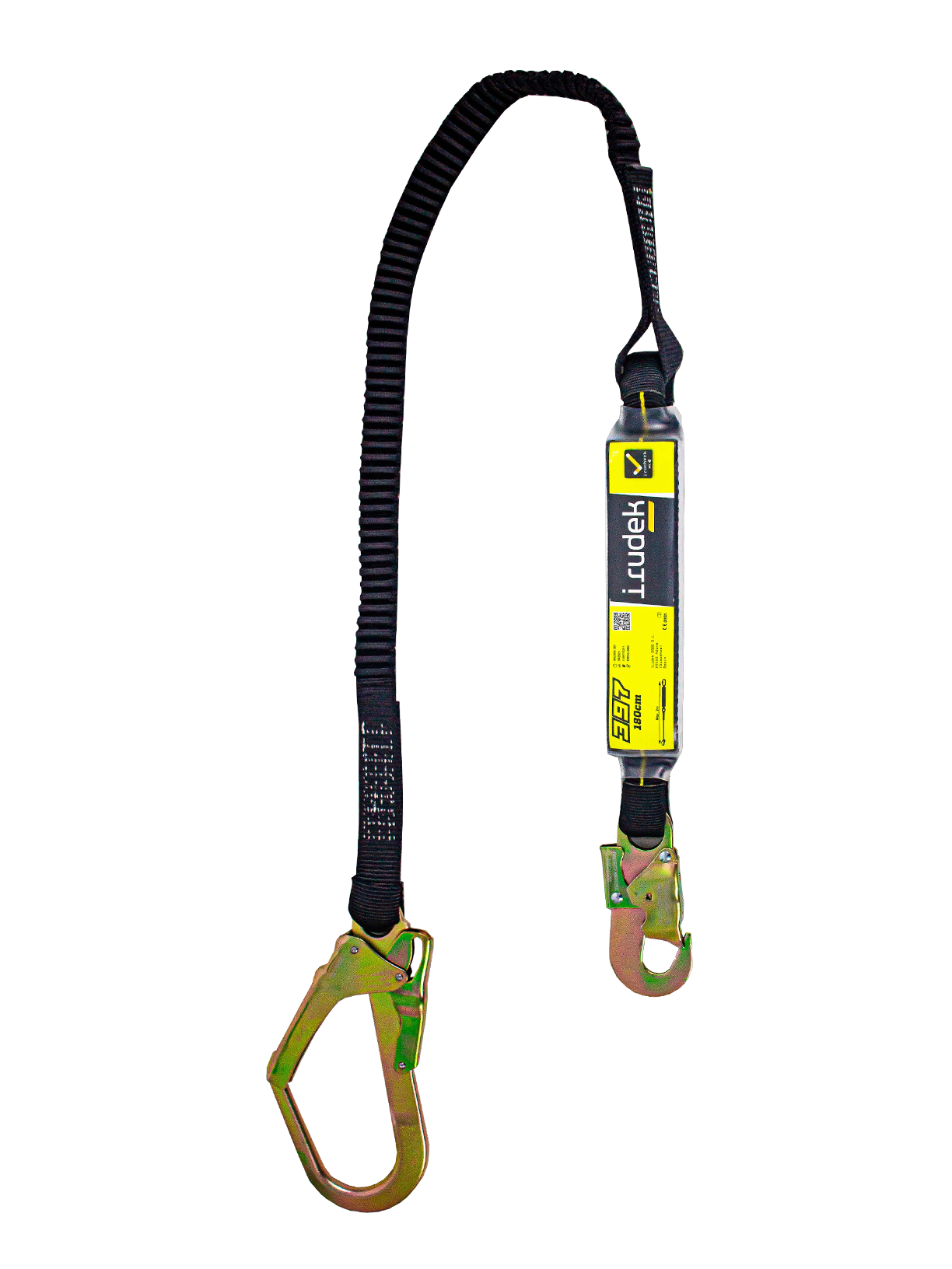 Irudek 397/180cm Webbing Şok Emicili Tek Kollu Lanyard -Çelik 55mm Kancalı Irudek 397/180cm Webbing Şok Emicili Tek Kollu Lanyard -Çelik 55mm Kancalı
